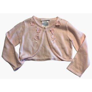 Bonnie Jean Light Pink Sweater Toddler Girls Size 2 FLoral embellished Easter Sp